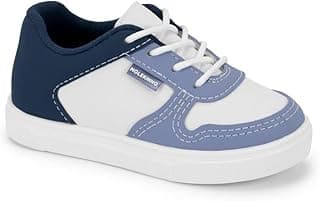 Tênis infantil Molekinho azul e branco com bico e solado branco