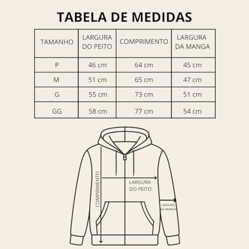 Moletom Unissex com Zíper, Capuz Flanelado, Algodão (BR, Alfa, G, Regular, Regular, Padrão, Preto)
