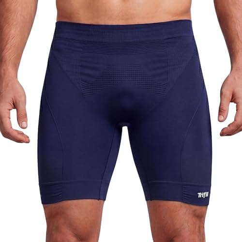 TRIFIL Bermuda de Compressão Térmica Masculina Ciclista Corrida Esportiva Respirável Ajuste Anatômico, Marinho, GG