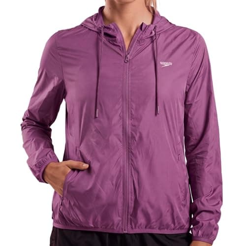 SPEEDO Jaqueta Esportiva Corta Vento Feminino com Bolso e Capuz, Rouge, GG2