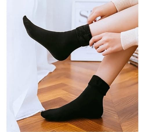 Kit 3 Pares Meia Térmica Flanelada Fleece Unissex, Meias de Inverno para Frio Intenso