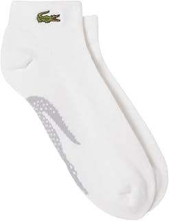 Lacoste Meias masculinas de cano curto, Chinelo branco/prata cinza, G