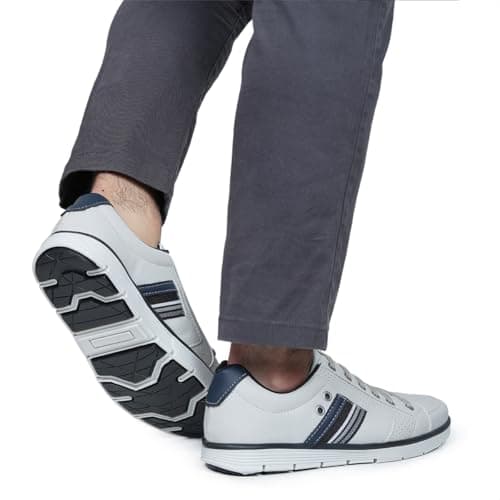 Foxstar Masculino Sapatênis Casual com Zíper e Cadarço, Gelo, 39, Confortável