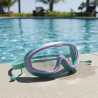 Óculos De Natação Infantil Espelhado Proteção Uv Lentes Antiembaçamento Para Piscina Praia Protetor De Ouvido Integrado Menino Menina Hidroterapia