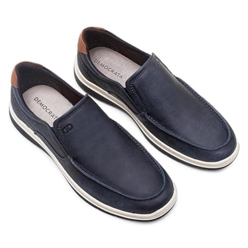 Sapatênis Slip On De Couro Democrata Masculino Easy Leave Navy 245201-002-38