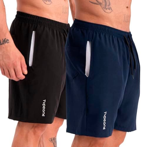 Kit 2 Shorts Masculina Tactel Com elastano Mauricinho Esportivo Verão Cross Fit Praia (BR, Alfa, M, Regular, Regular, Preto/AzulMarinho)