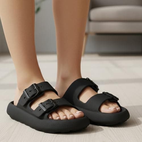Sandália Unissex Nuvem GuGi Com Fivelas Ajustáveis 5900-GG (Preto, 42-43)
