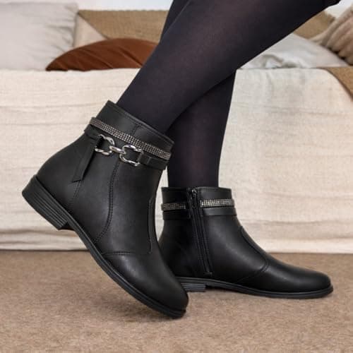 Bota Cano Curto Beira Rio Napa Estonia Salto Baixo - Confortável Leve e Uso no Dia a Dia (Preto, Bota, BR, Adulto, Numérico, 36)