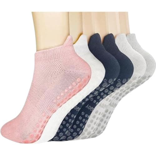 Kit com 3 Meias Antiderrapantes para Yoga, Pilates e Exercícios, Cano Curto