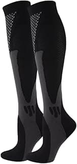 Meia De Compressão Esportiva Feminina Masculino Cano Alto Corrida Ciclismo (BR, Numérico, 36, 42, Regular, Regular, 1 Par, Média compressão 20-30mmhg