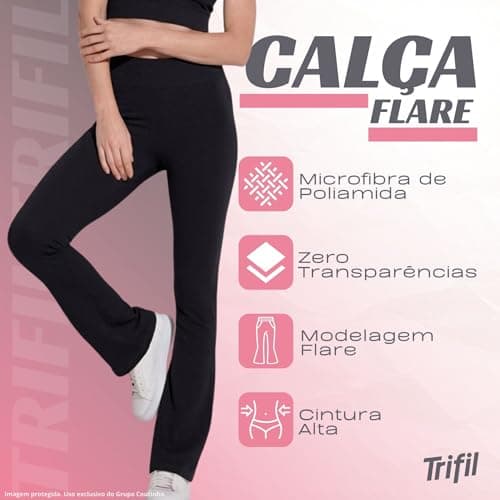 TRIFIL Calça Legging Esportiva Flare Cintura Alta Feminino Adulto, Preto, G