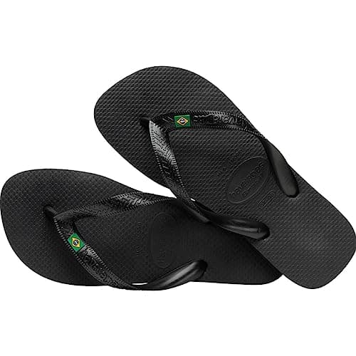 Par de chinelos Havaianas Brasil pretos com logo tamanho 41/42.