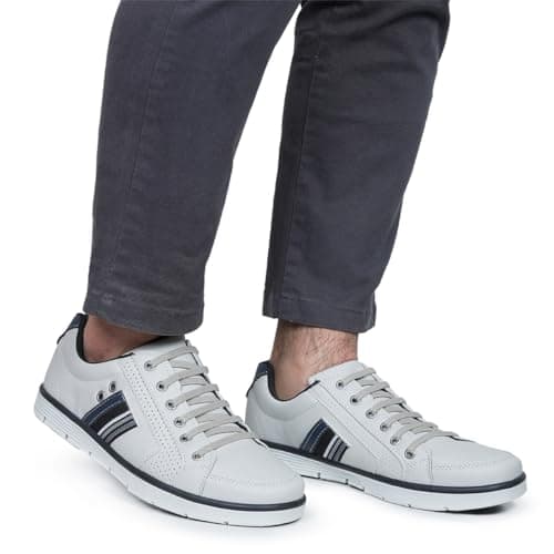 Foxstar Masculino Sapatênis Casual com Zíper e Cadarço, Gelo, 39, Confortável