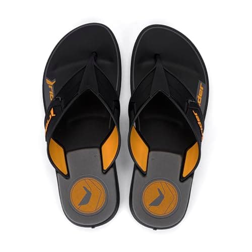 Chinelo Masculino Rider Star III Preto com Amarelo - Solado Macio e Confortável