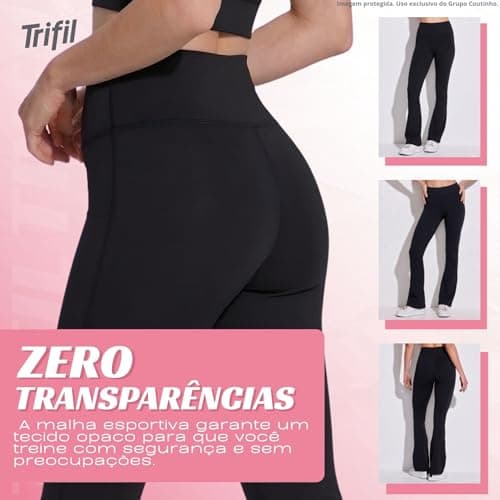 TRIFIL Calça Legging Esportiva Flare Cintura Alta Feminino Adulto, Preto, G