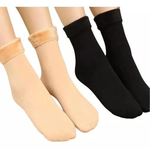 Kit 3 Meia Térmica Grossa Flanelada Fleece Inverno Frio Intenso Unissex (Preta)