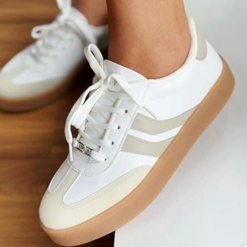 Tênis feminino Vizzano casual sneaker branco com sola marrom