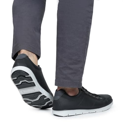 Foxstar Masculino Sapatênis Casual Social, Preto, 44, Confortável, com Zíper e Cadarço