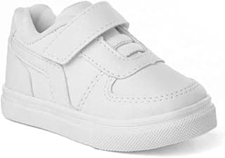 Tênis infantil branco com detalhes em preto, confortável e antiderrapante