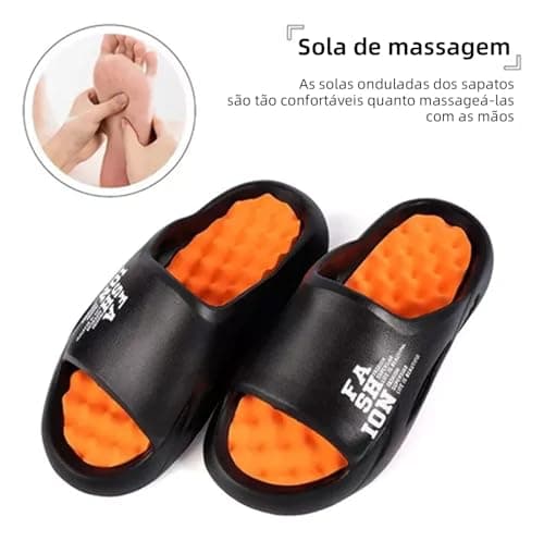 Chinelos massagem BEMMY Nuvem com sola de massagem e design irregular.
