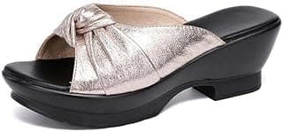Gloritmo Sandália plataforma feminina confortável salto grosso Mule Wedge Sandália