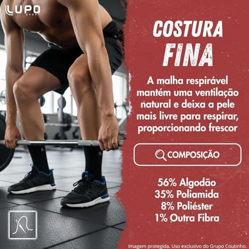 Lupo Kit 6 Pares de Meia Lupo Cano Médio Forro Atoalhado Punho Canelado Algodão Sport Original, 6 Preta, 41-44