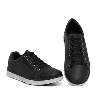 Foxstar Masculino Sapatênis Casual Social com Zíper e Cadarço Confortável