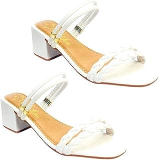 Genérico Kit 2 Pares Sandalia Feminina Stillus Delicada Salto Bloco Saltinho Medio Confortavel Casual (Branco+Branco, BR, Adulto, Numérico, 34)