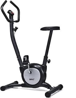 Bicicleta Ergométrica Vertical - BOLT 3016. Compacta, Assento Ajustável, Monitor de Velocidade, Preta e Prata.