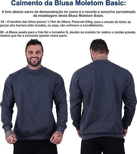 Blusa Moletom Basic MXD Conceito Sem Touca Academia Fitness Casual Lisa Sem Estampa (GG, Grafite)