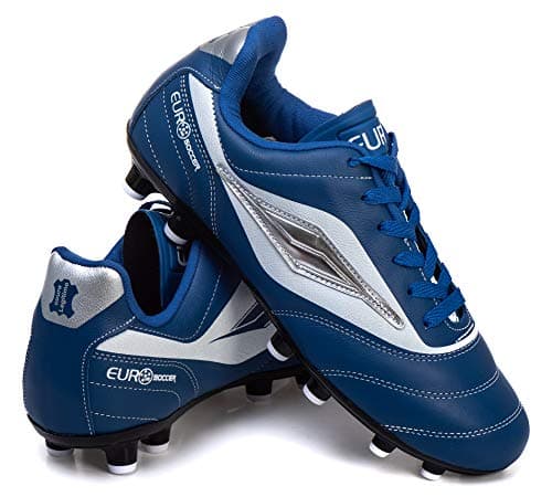 Chuteira Adulto Couro Futebol Campo 4614CA - AS099 Cor:Azul Royal-Branco;Tamanho:35