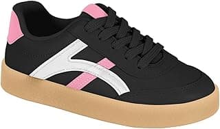Tênis infantil Molekinha preto e rosa com detalhes em branco