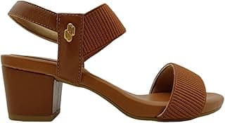 Sandália Casual Feminina Usaflex Com Salto MédioAjuste Por Elástico Couro Y8204 Escuro
