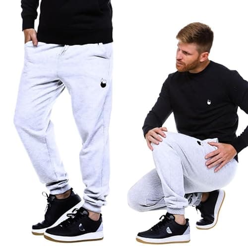 Calça Moletom Masculina Confortável Com Bolsos Cinza Claro Mescla M