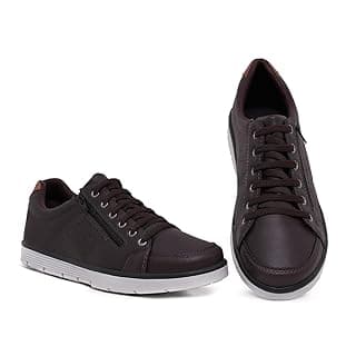 Foxstar Masculino Sapatênis Casual Social com Zíper e Cadarço Confortável
