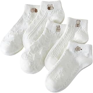 Genérico Kit 3 Pares de Meias Soquete Femininas – Cano Curto, Algodão, Branco, Tamanho 35–40, Decoradas