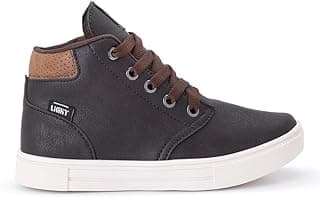 Tênis infantil masculino cano alto preto e marrom com sola branca da marca LGHT LIGHT