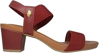 Sandália Casual Feminina Usaflex Com Salto MédioAjuste Por Elástico Couro Y8204 Escuro