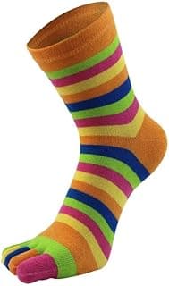 Generic 1 par de meias femininas de algodão macio – meias coloridas de cinco dedos arco-íris para mulheres