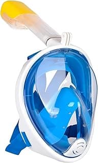 Máscara de Mergulho com Snorkel, Visão 180°, ABS/Policarbonato/Silicone, Azul, Suporte GoPro, +7 Anos, para Piscina e Natação