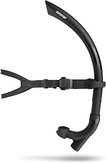 Supertrip Snorkel para Natação Em Piscina para Adultos, Preto, com Faixa de Cabeça, Snorkels para Natação, Snorkel