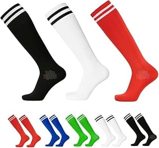 DCP Kids Kit 3 Pares Meião Infantil para Futebol Cores Sortidas Listras Duplas