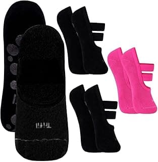 Kit 03 Pares de Meia Sapatilha Antiderrapante Pilates Trifil Com Dupla Faixa Tensora e Sustentação
