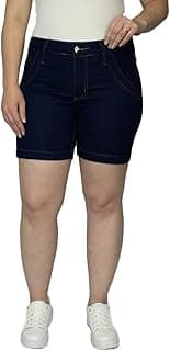 Almix Bermuda Jeans Feminina Shorts Meia Coxa Lycra