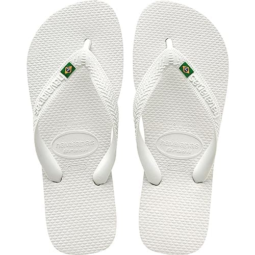 Chinelo Havaianas Brasil branco com emblema da bandeira brasileira