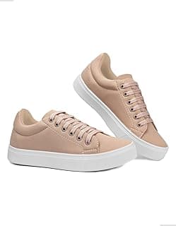 Tênis Casual Feminino Bege com Sola Branca