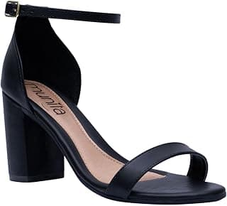Munita Sandália Feminina Salto Grosso Salto Bloco Moda Casual Confort