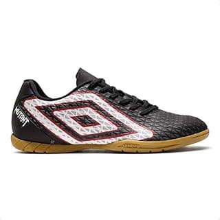 Chuteira Umbro Futsal Mutant Masculino Preto com Detalhes Brancos e Vermelhos