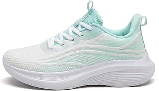 Tênis esportivo feminino branco e verde menta com sola grossa e respirável