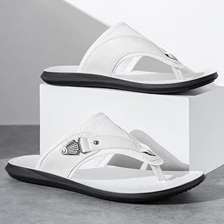 Generic Chinelo masculino plus size – Sola macia respirável antiderrapante sandália tanga de praia casual verão chinelos (branco)